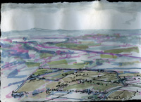 Over south wall of Cortona looking south-east toward lake